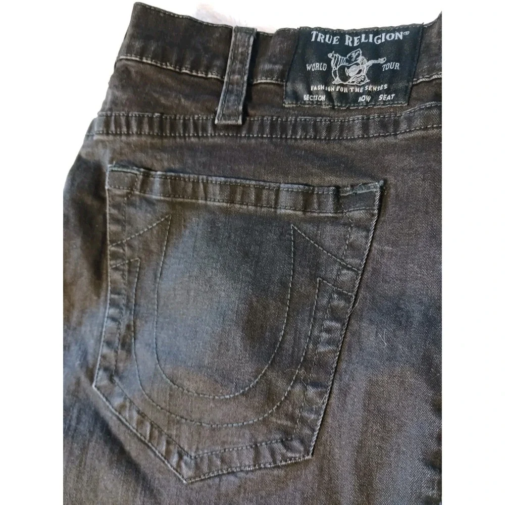 True Religion Geno Relaxed Slim Jeans Men's 44x28 Black Stretch Denim *Altered
